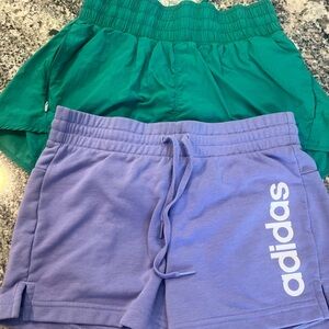 Adidas and All In Motion Women's Lavender and Teal Athletic Shorts.